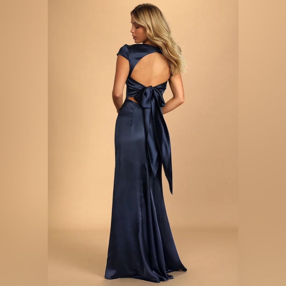 Navy satin finish maxi